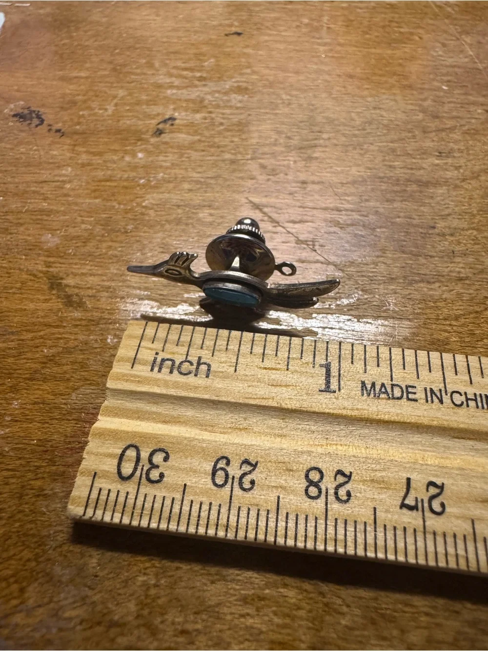 Turquoise Silver Tone Roadrunner Pin - Blue Accent